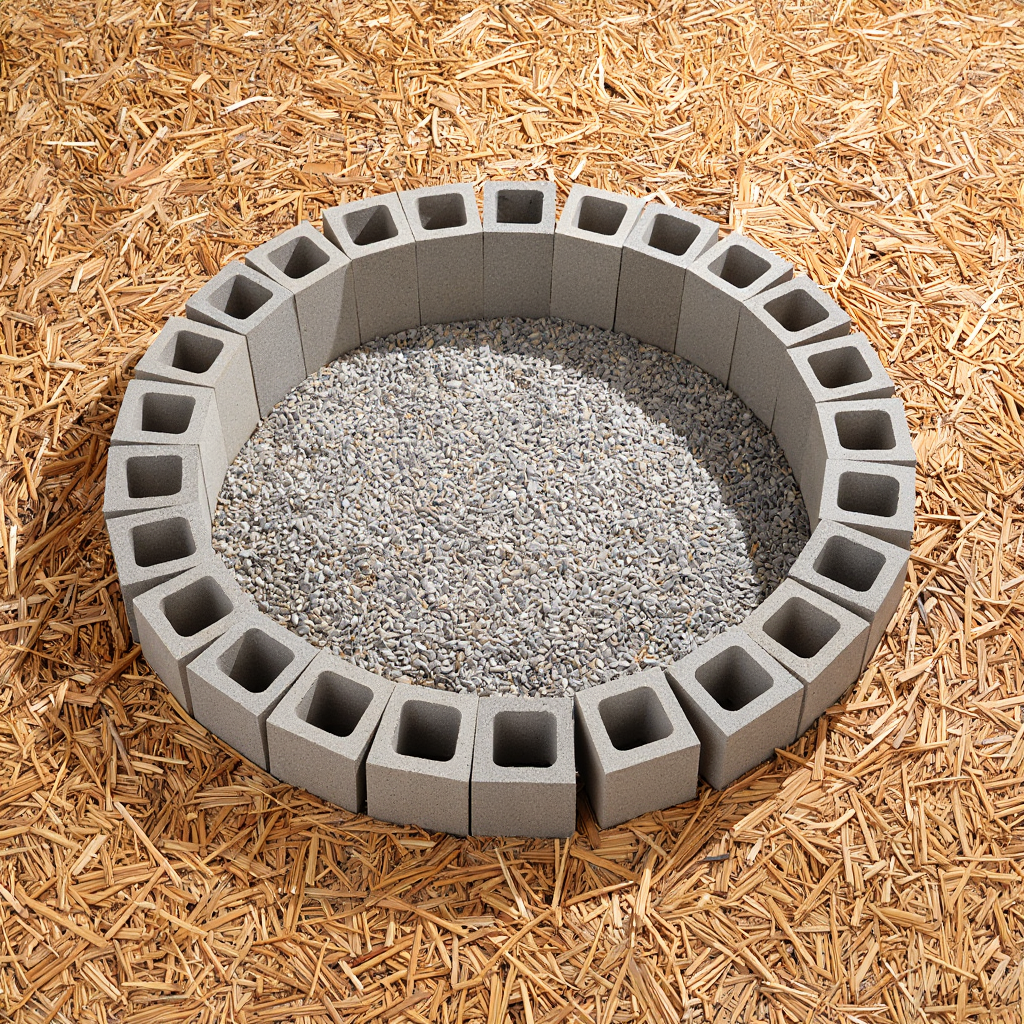 DIY Firepit Construction Pine Mulch