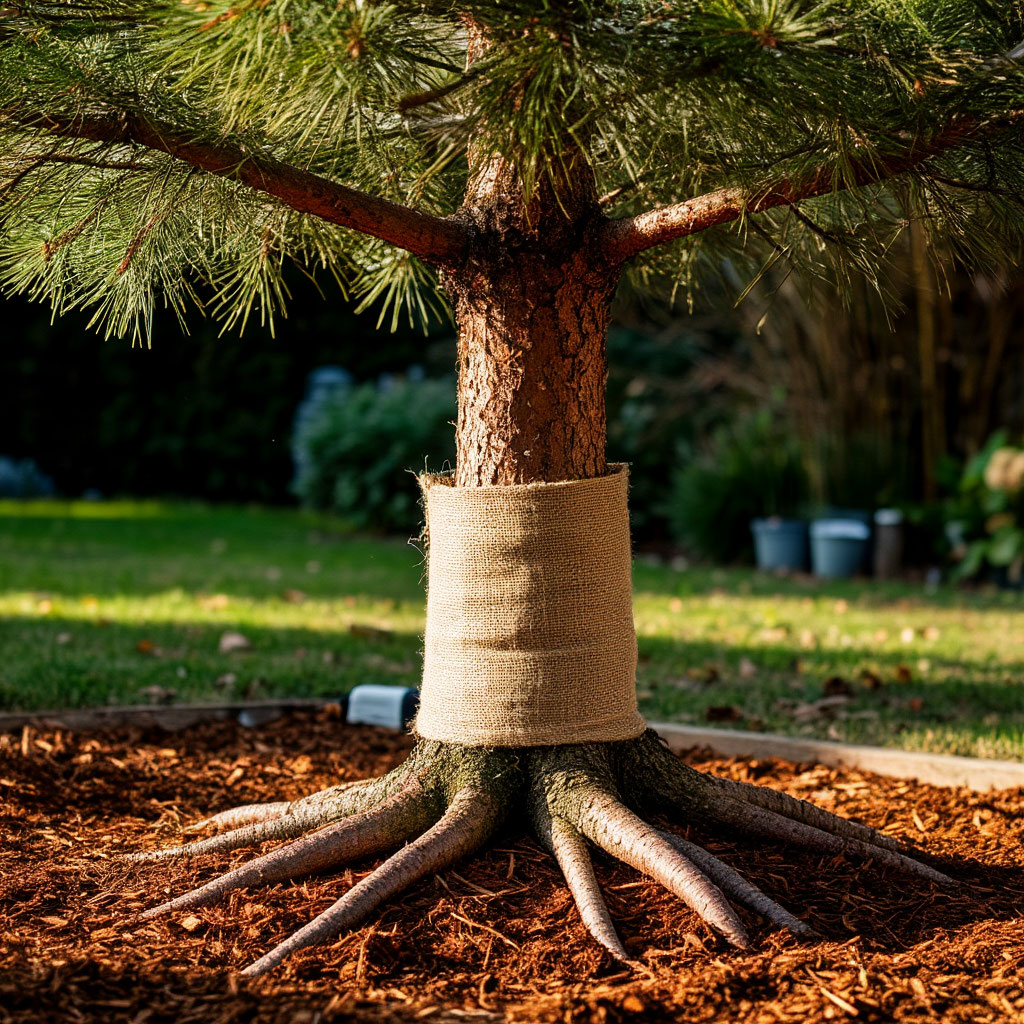 Mulching Wrapping Pine Tree Techniques