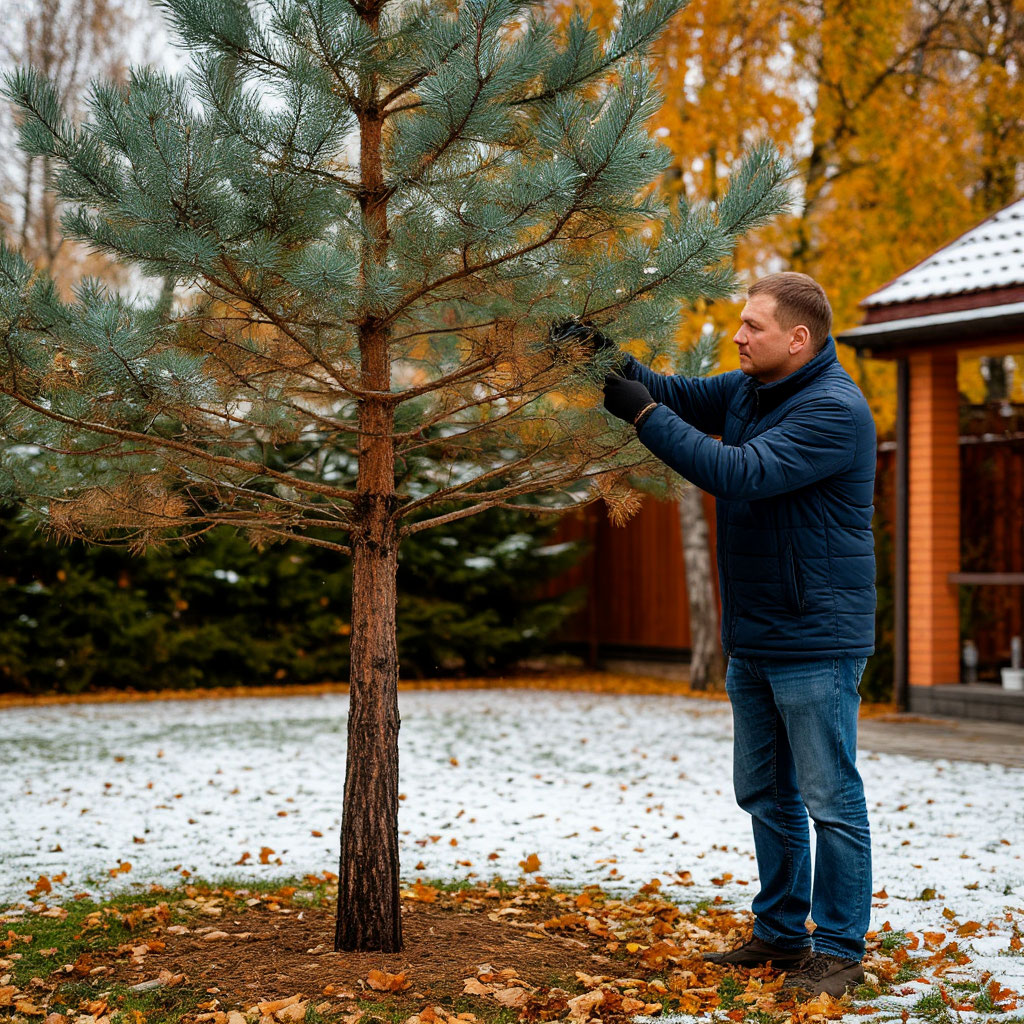 Preparing Pine Trees First Snow