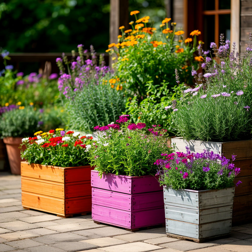 Handmade garden decor planters