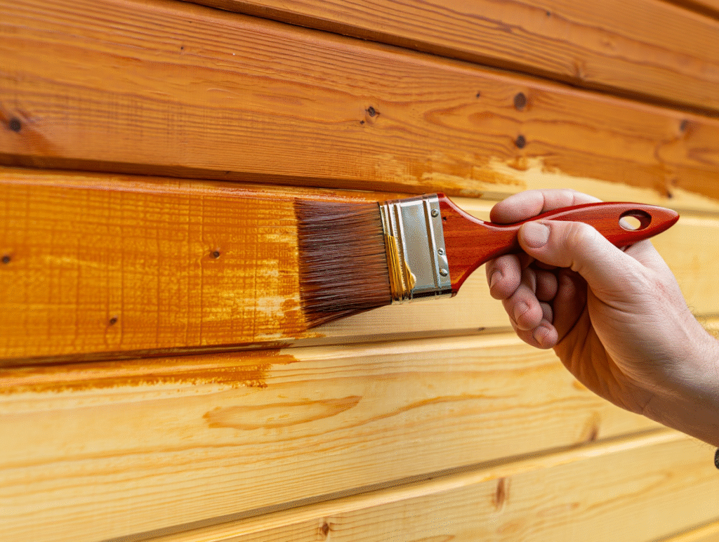 Restaining Pine Cabin Wood