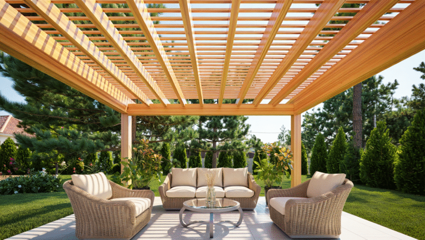 Stylish Backyard Pine Pergolas