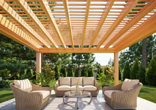 Stylish Backyard Pine Pergolas